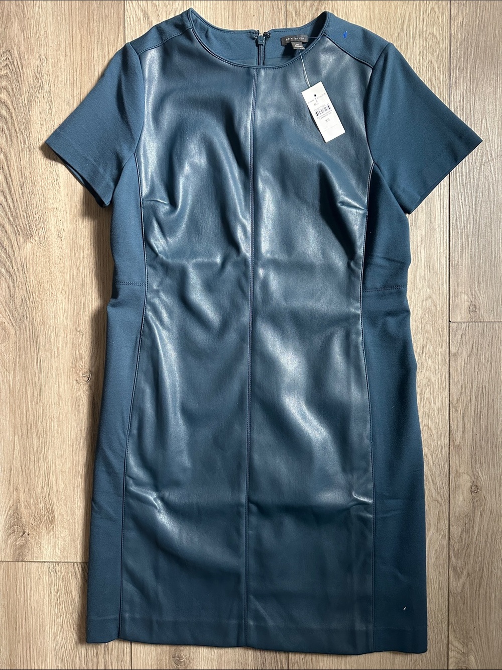 NWT Faux Leather Sheath Dress in Deep Teal XS